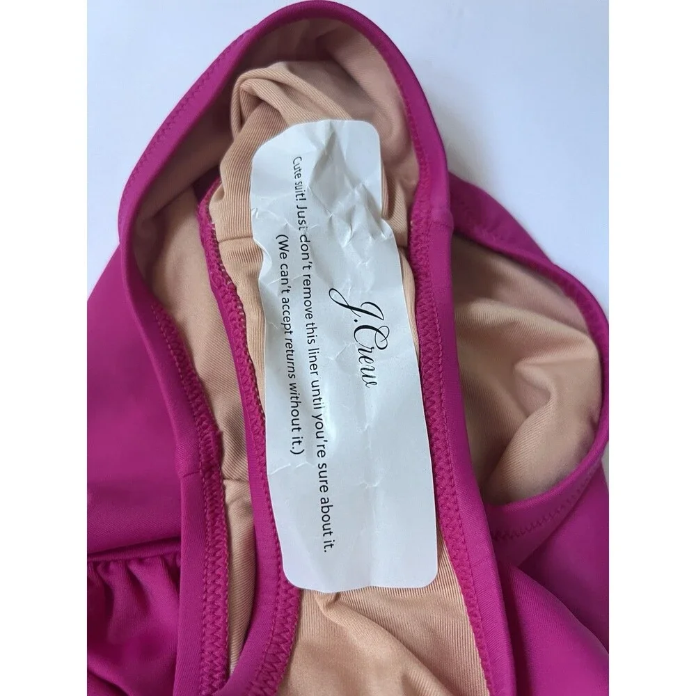 J.Crew Ruched Ruffle Size 8 One Piece Swimsuit Radiant Fuchsia Vacation Resort - Picture 10 of 11